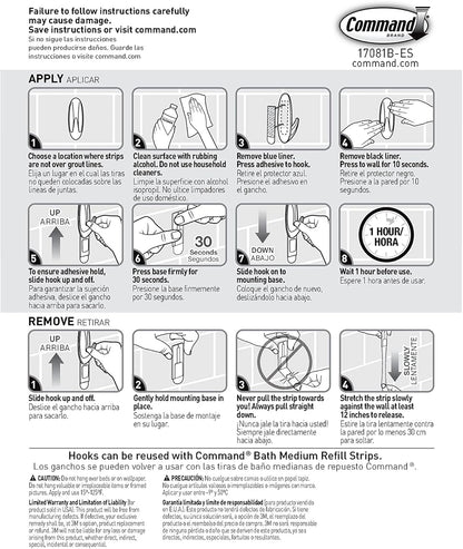 Command Designer Bath Hooks, Medium, White – Practical Birthday Gift for Mom Who Loves an Organized, Clutter-Free Bathroom