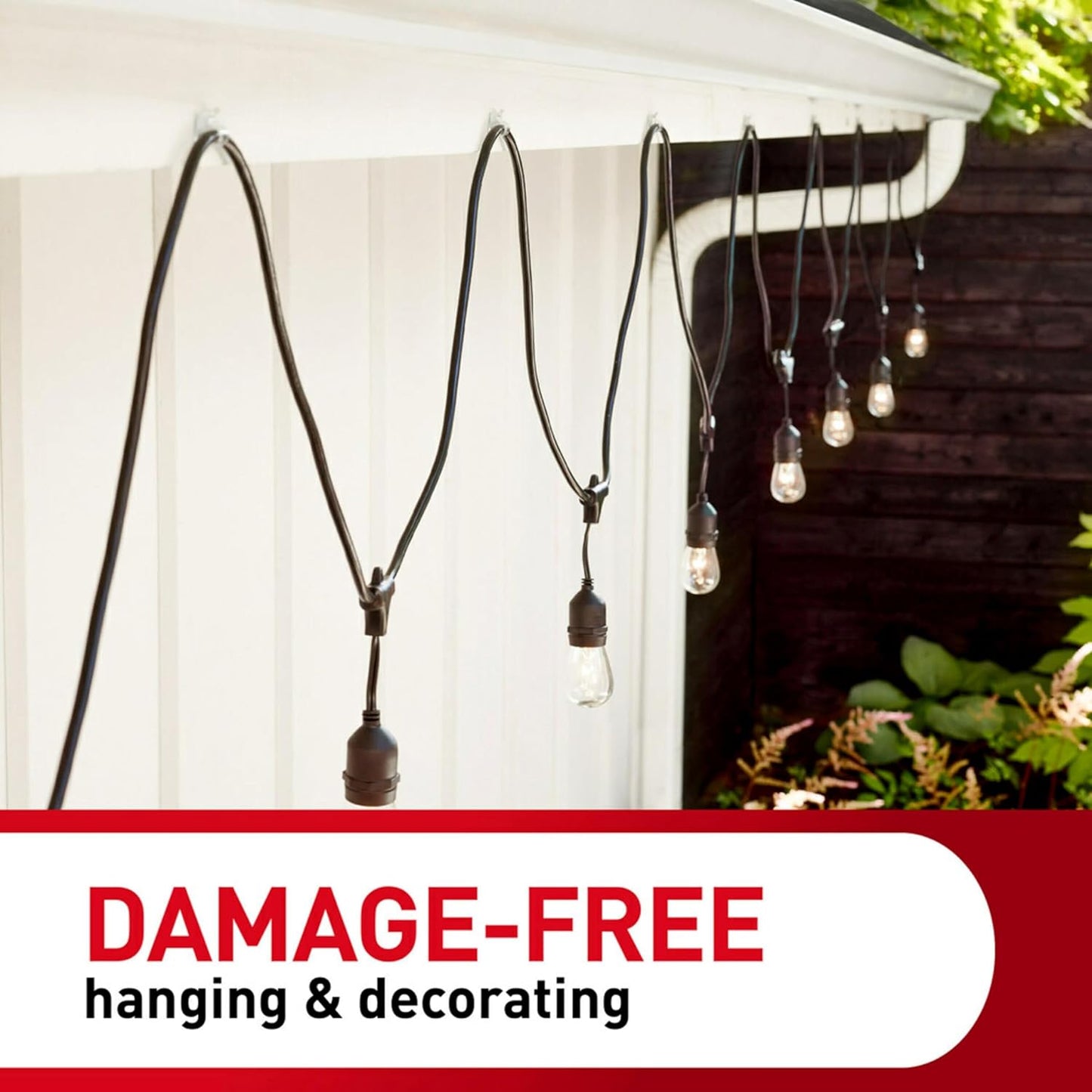 Command Outdoor Light Clips Housewarming Gift for New Homeowners, Damage-Free Exterior Clips, Clear