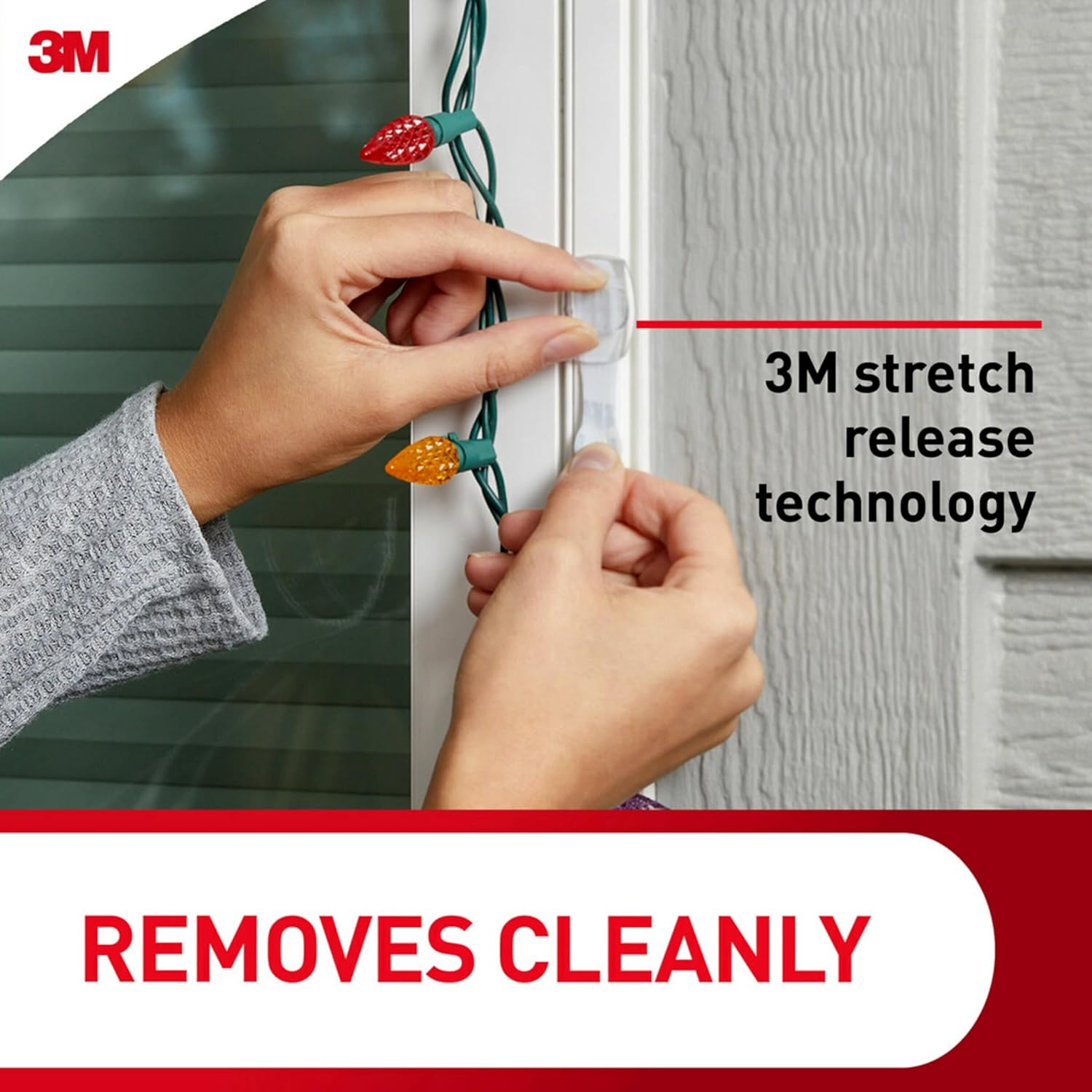 Command Outdoor Light Clips Housewarming Gift for New Homeowners, Damage-Free Exterior Clips, Clear