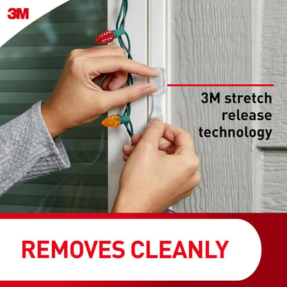Command Outdoor Light Clips Housewarming Gift for New Homeowners, Damage-Free Exterior Clips, Clear