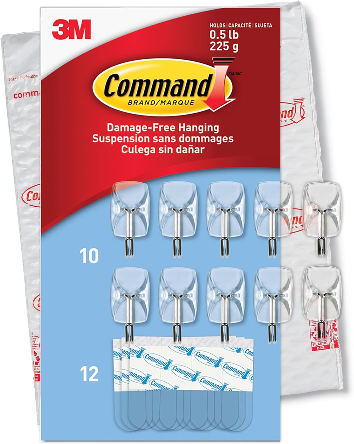 Command Small Clear Wire Toggle Hooks – Entryway Wall Hook for Hats, Keys, and Calendars, Damage-Free