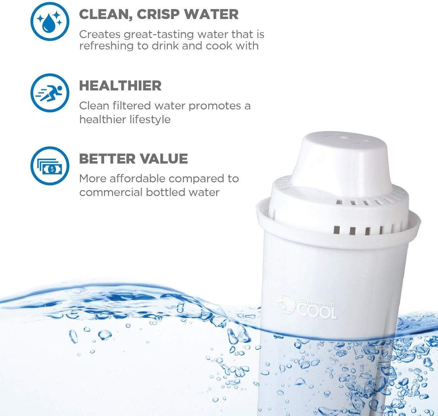 Commercial Cool Brita Compatible Filters – Thoughtful Hostess Gift for Apartment Dwellers and Renters, Bulk 6-Pack