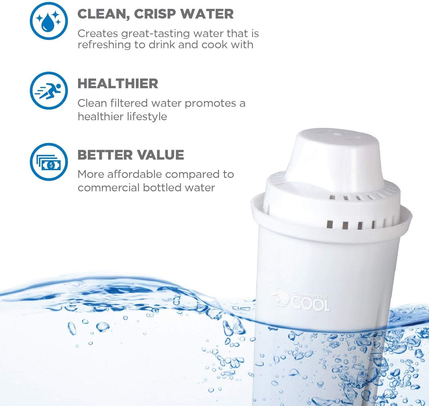 Commercial Cool Brita Compatible Filters – Thoughtful Hostess Gift for Apartment Dwellers and Renters, Bulk 6-Pack