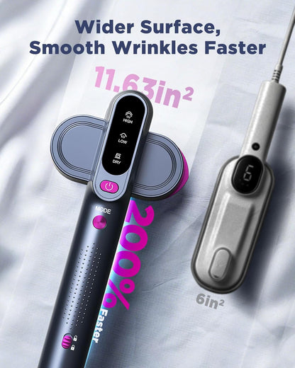 compact 10.63 × 2.48 × 4.1 in body weighing 1.85 lb, with 6.56 ft cord and heat-resistant base