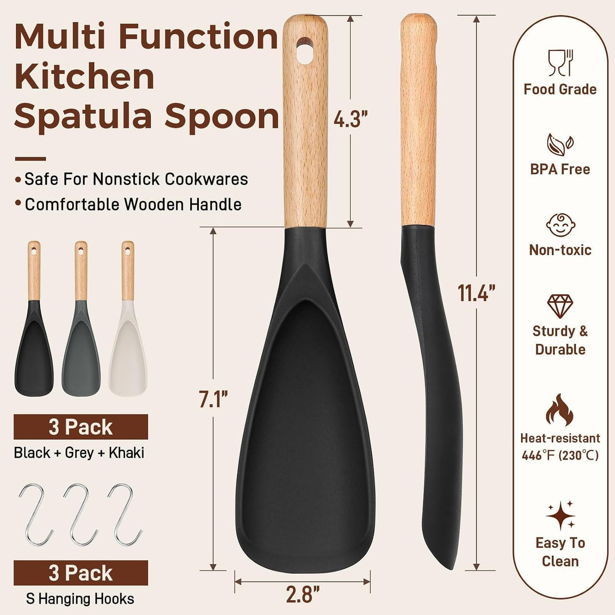 compact 11.4-inch length and 0.3 kg lightweight build suitable for one-handed stirring and serving