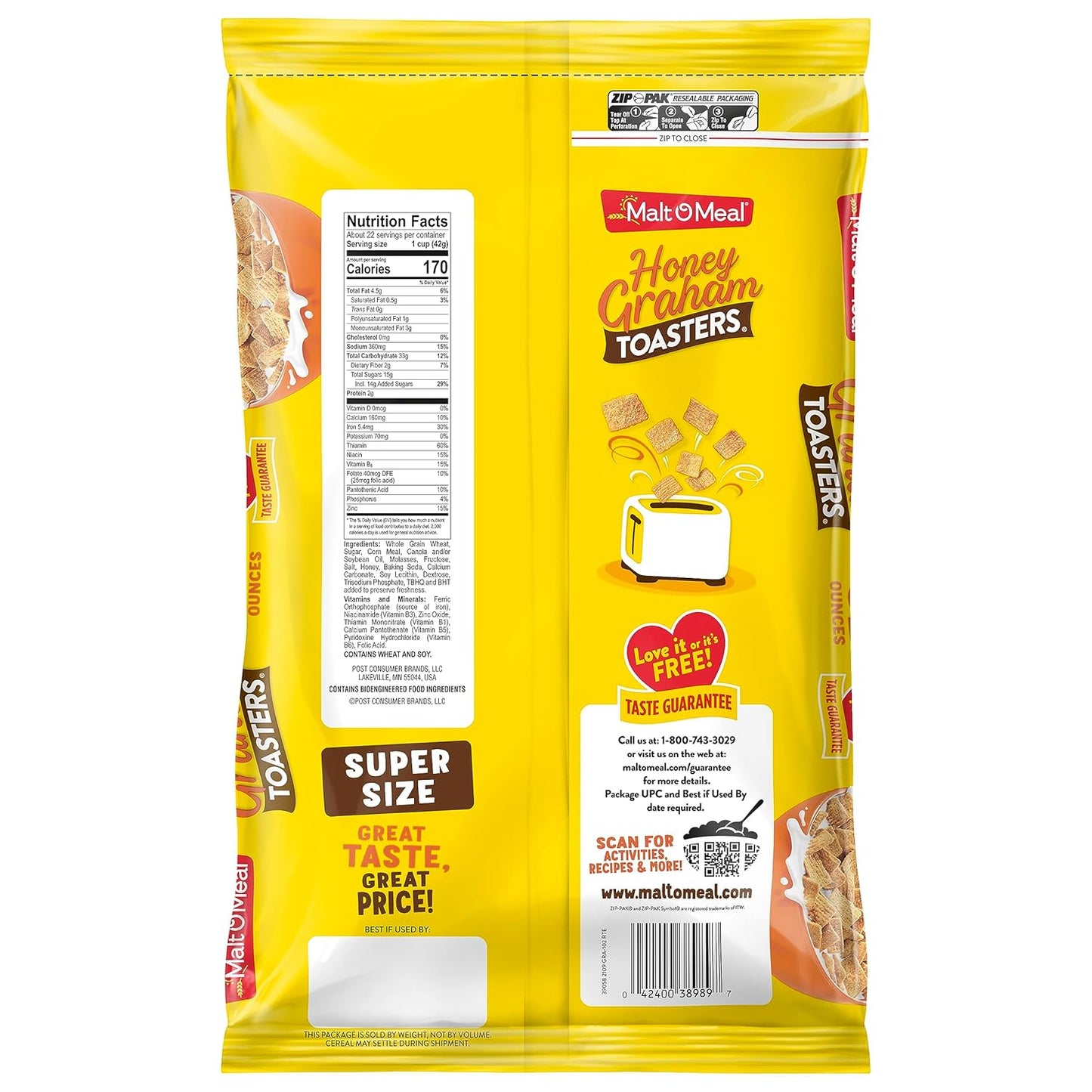 compact bag dimensions (16.26 x 9.76 x 2.87 in) for easy pantry storage