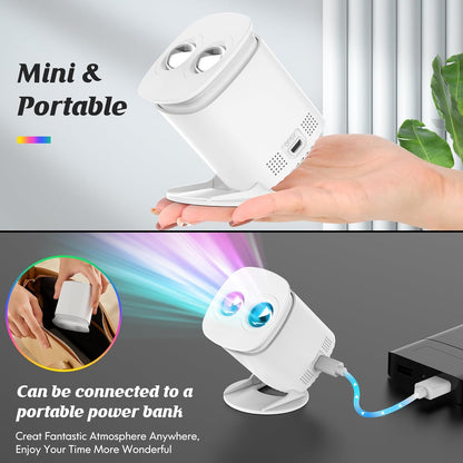 Compact Galaxy Projector – 5x5 Inch Star Night Light for Clutter-Free Nightstand and Intentional Bedroom Setup