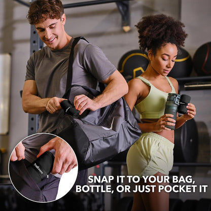 compact rolled dimensions of 4in x 2in with snap-loop design for attaching to bags or bottles