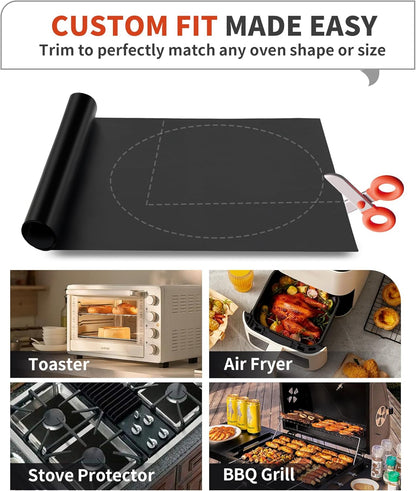 compatible with both hidden-element ovens (placed on lowest rack) and exposed-element ovens (placed below burner trays)