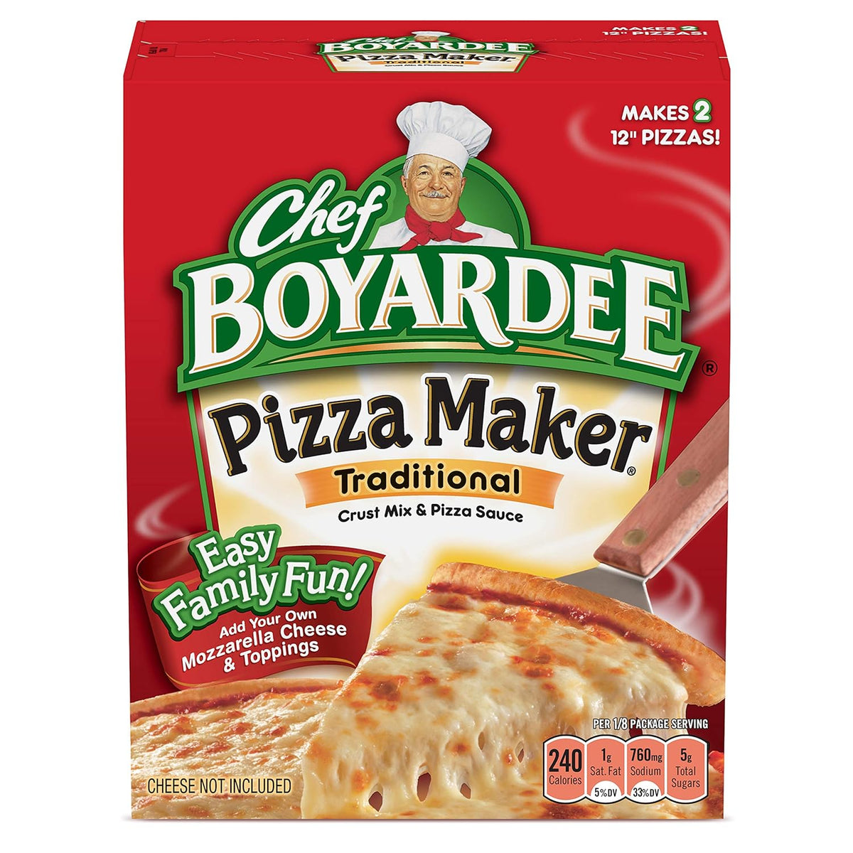 complete diy pizza kit including enriched wheat flour crust mix, italian-flavored tomato sauce packet, and grated parmesan-romano cheese topping