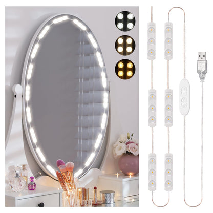Consciot LED Vanity Lights for Mirror, Hollywood Style Strip, Adjustable Color &amp;amp; Brightness, USB Cable, Dimmable Makeup Stick on Table Dressing Room, White