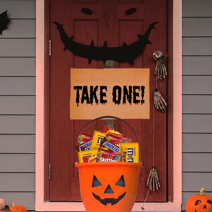 contains specific brands: m&m's peanut, snickers, starburst, and skittles