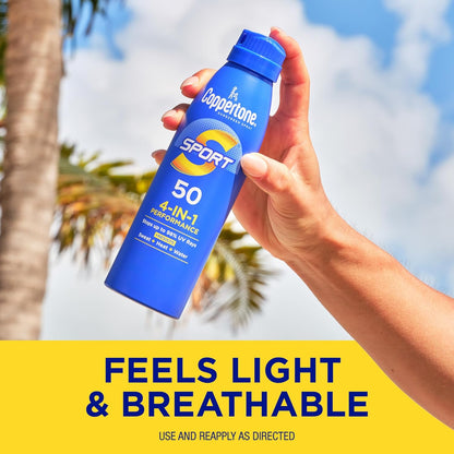 Coppertone SPORT SPF Sunscreen – Water-Resistant Any-Angle Spray for Beach Trips, Boat Decks, and Lake Houses