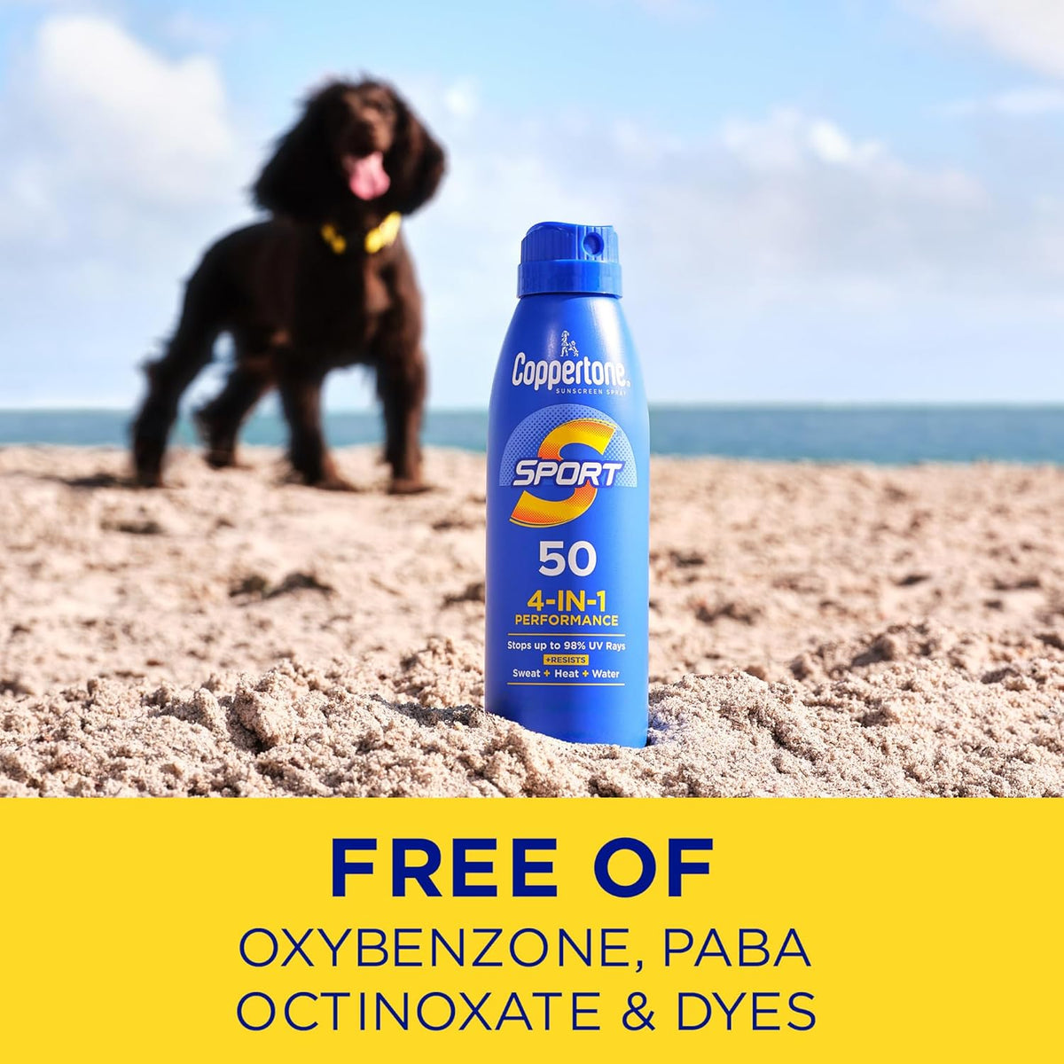 Coppertone SPORT SPF Sunscreen – Water-Resistant Any-Angle Spray for Beach Trips, Boat Decks, and Lake Houses