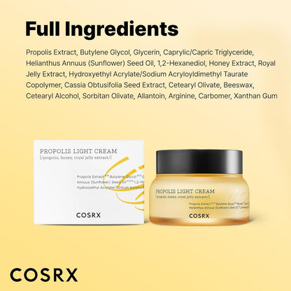 COSRX Full Fit Propolis Light Cream – Elegant Housewarming Present for Skincare Lovers, Propolis Hydration Cream