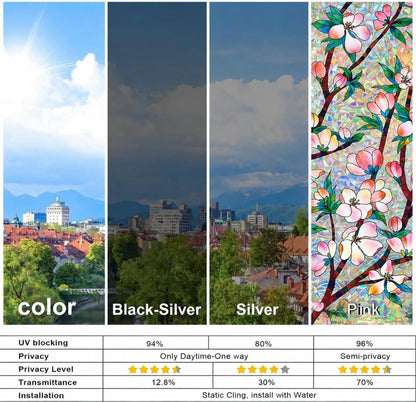 CozyPrivacy Static Cling Window Film – Modern Apartment Decor, Decorative Mirror Finish