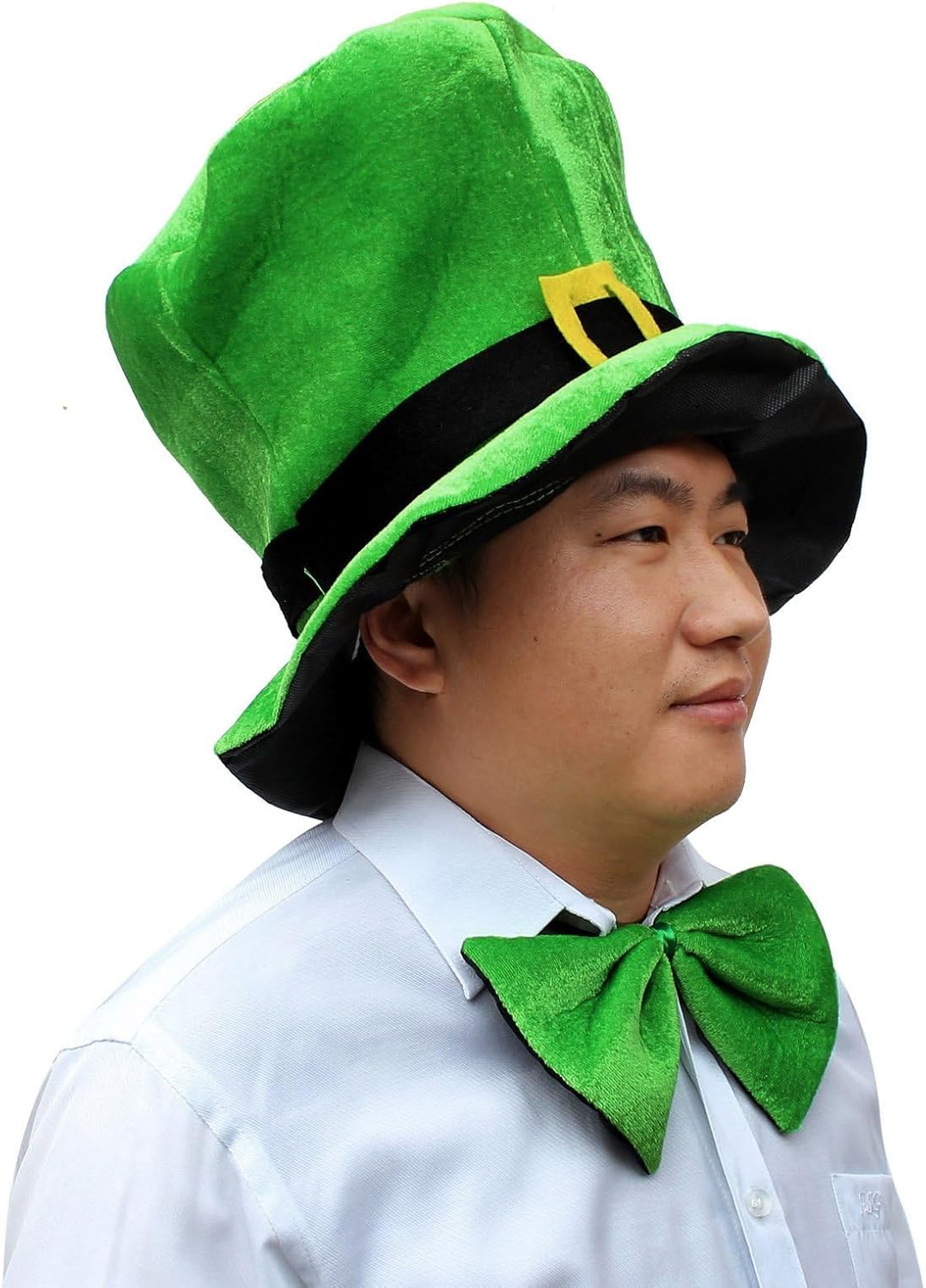 CreepyParty Leprechaun Costume Accessories – Minimalist St. Paddy's Day Outfit in One Coordinated Bundle, Hat Beard Bow Tie Scarf