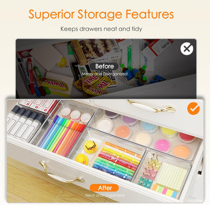Criusia Clear Storage Bins – Child-Friendly Dresser Organizer, Crack-Resistant Drawer Trays