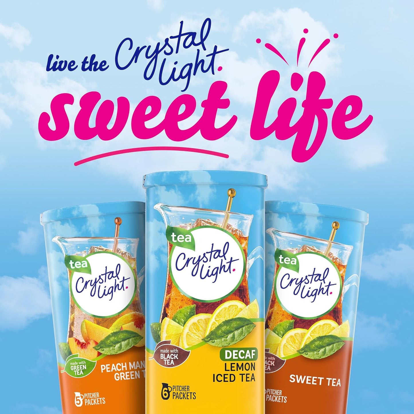 Crystal Light Decaf Lemon Iced Tea – Picnic and Outdoor Dining Beverage for Low-Calorie Entertaining, Decaf Iced Tea