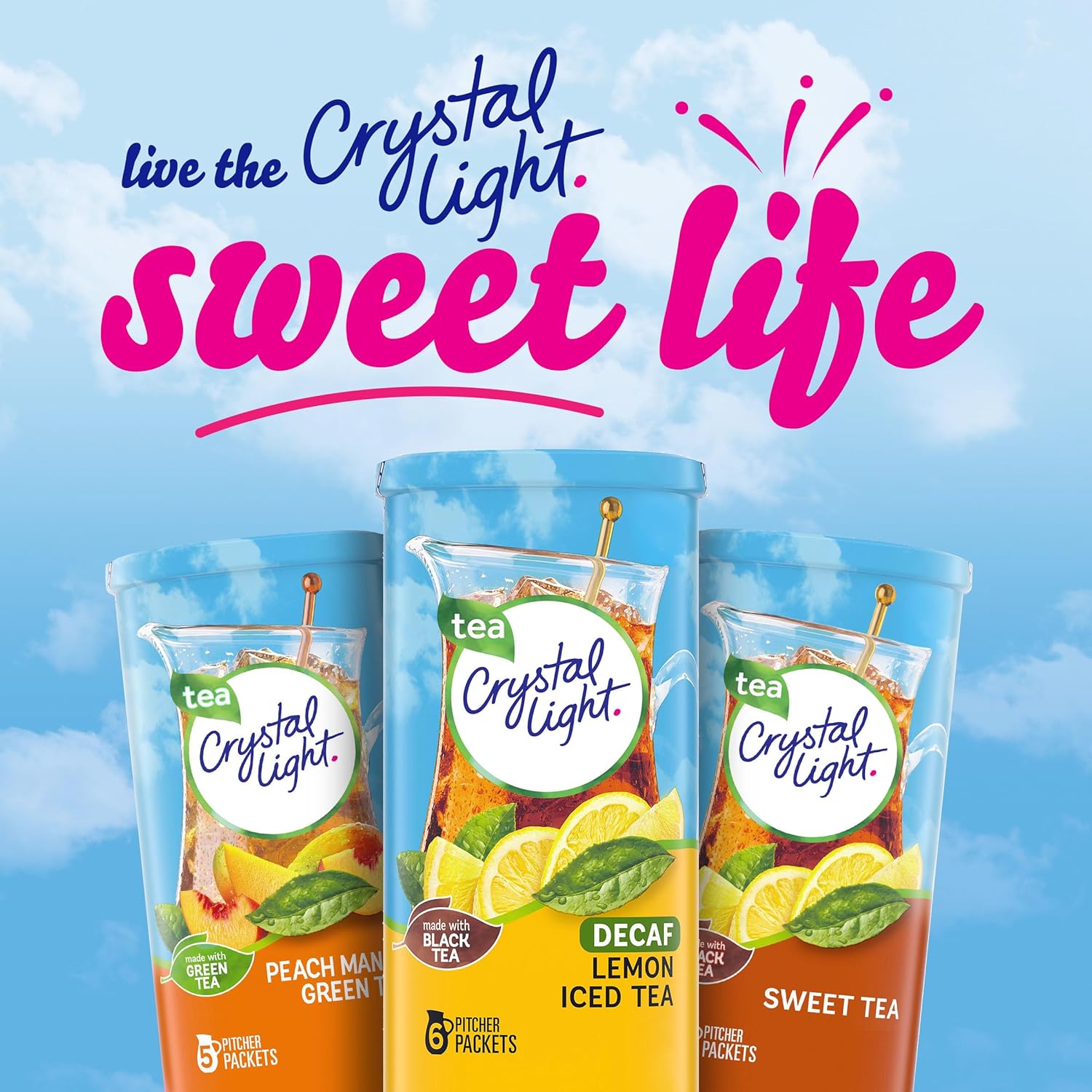 Crystal Light Decaf Lemon Iced Tea – Picnic and Outdoor Dining Beverage for Low-Calorie Entertaining, Decaf Iced Tea