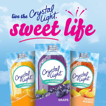 Crystal Light Grape Drink Mix with Caffeine – Guilt-Free Flavored Hydration for Health-Conscious Adults Managing Sugar Intake, 10 Calories