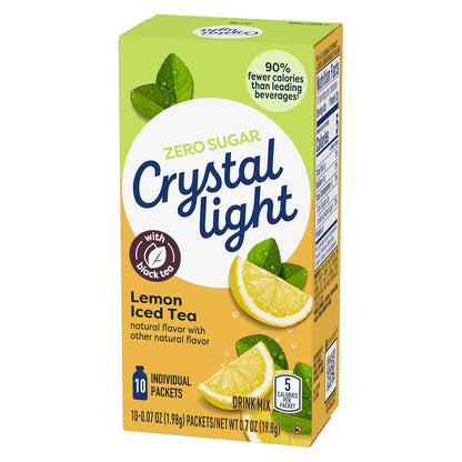 Crystal Light Lemon Iced Tea Powdered Drink Mix – Office Desk Drawer Hydration for Busy Commuters and Working Professionals, 120 Packets