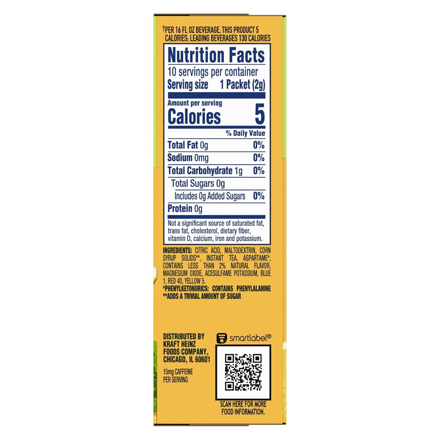 Crystal Light Lemon Iced Tea Powdered Drink Mix – Office Desk Drawer Hydration for Busy Commuters and Working Professionals, 120 Packets