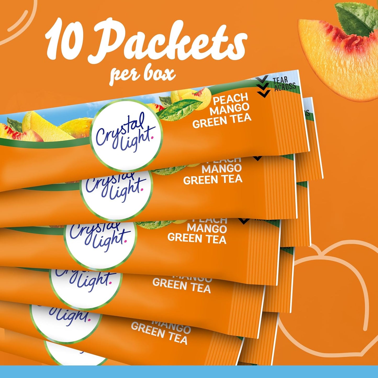 Crystal Light Peach Mango Green Tea Powdered Drink Mix – Portable Low-Calorie Tea for Long Study and Deep-Work Sessions