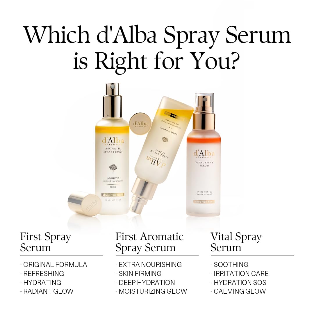 d'alba Piedmont Aqua Spray Serum – High-End Hydrating Truffle Mist for Spa-Style Bathroom, Dewy Glass-Skin Finish
