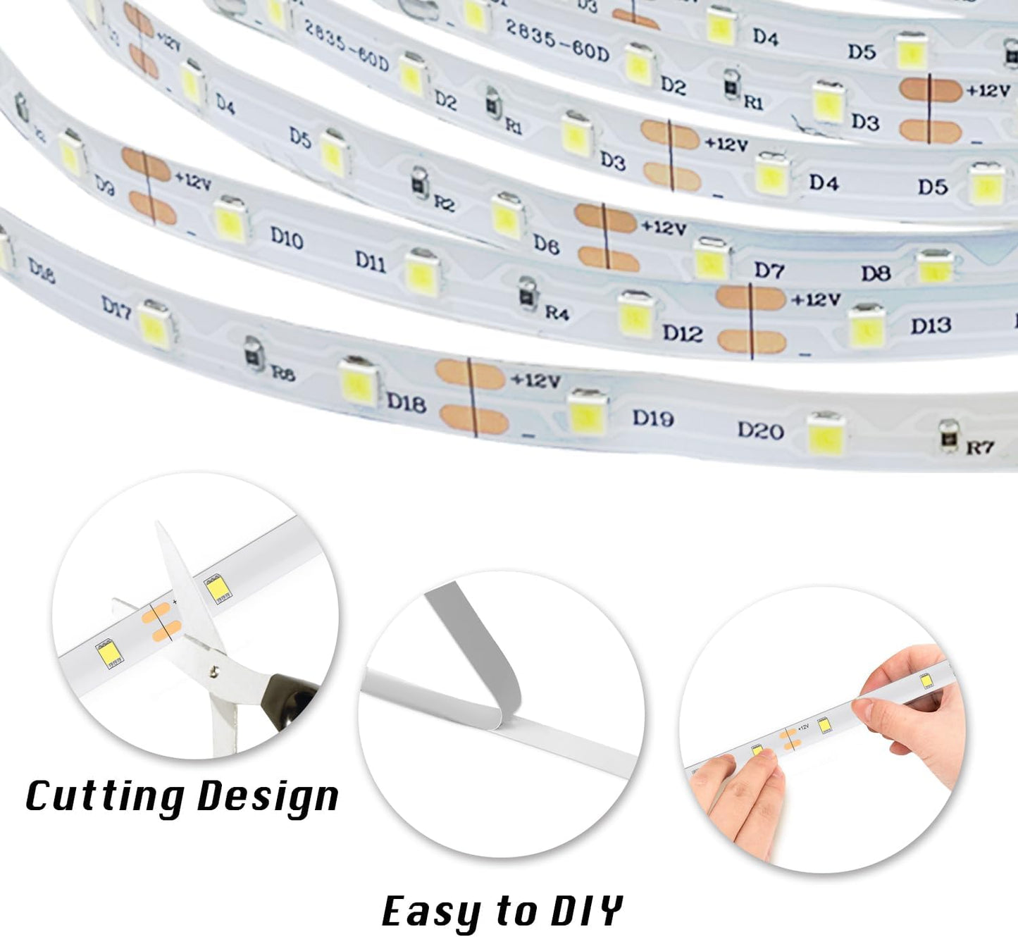dalattin Dimmable LED Strip – Neutral White Accent for Intentional Home Design, 16.4FT to 50FT