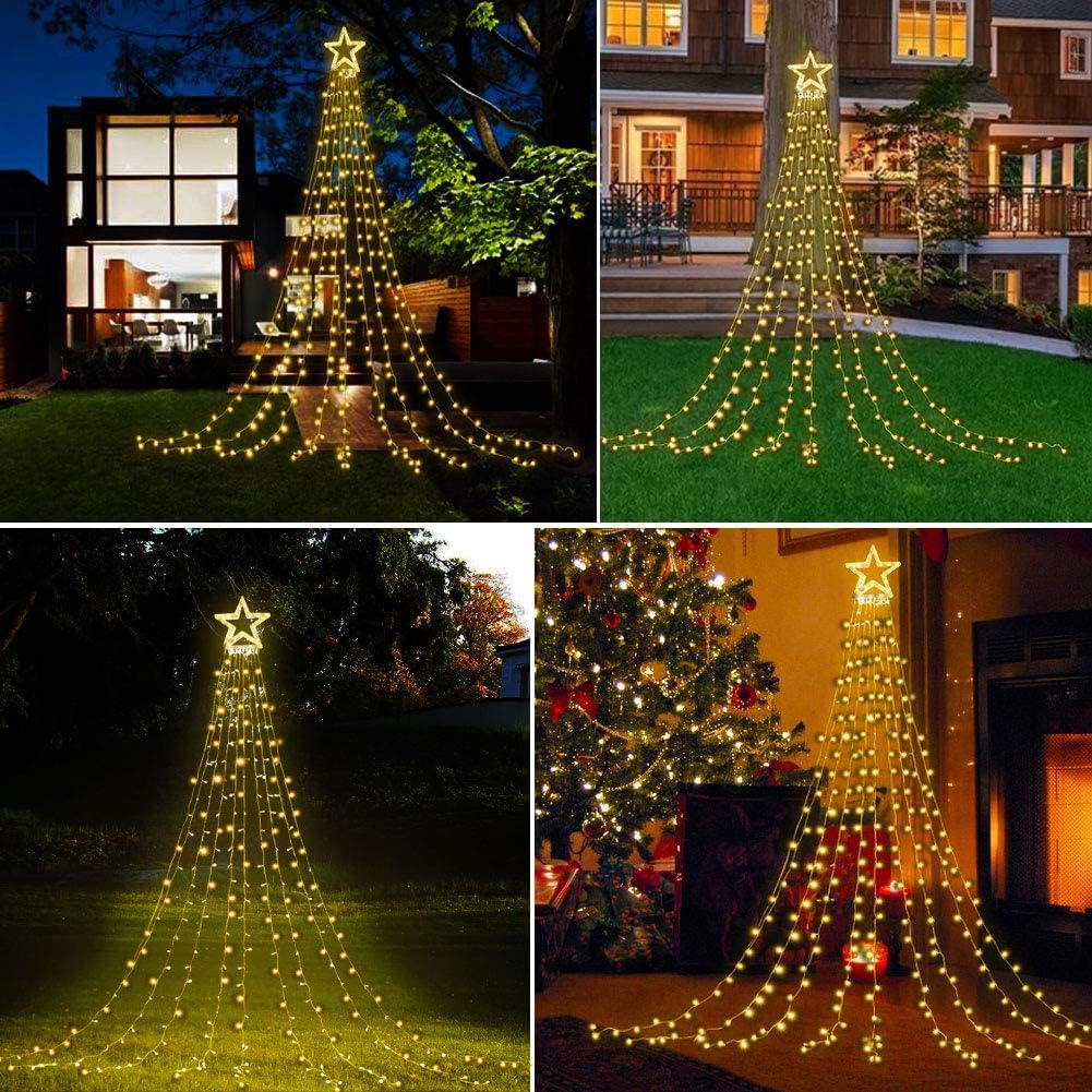 DANLI Cascading Star Light — 9 Strand Decorative Fixture for Living Room, Staircase and Porch Ambiance, 8 Lighting Modes