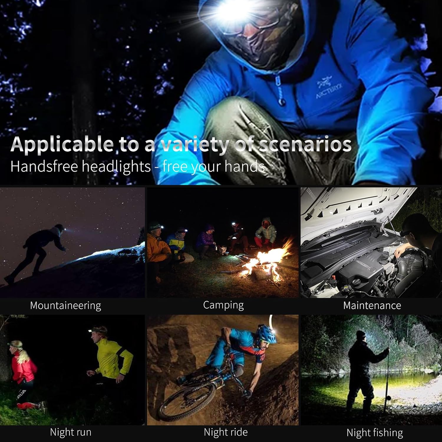 DARKBEAM 2000 Lumen Rechargeable Headlight – Red Strobe Signal for Neighborhood Walks and Nighttime Dog Walking