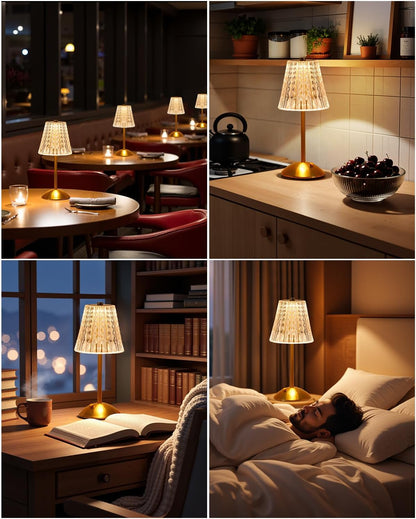 Dask Lamp Battery Operated Crystal Touch Lamp – Ambient Accent Lighting for Reading Nook and Studio Apartment