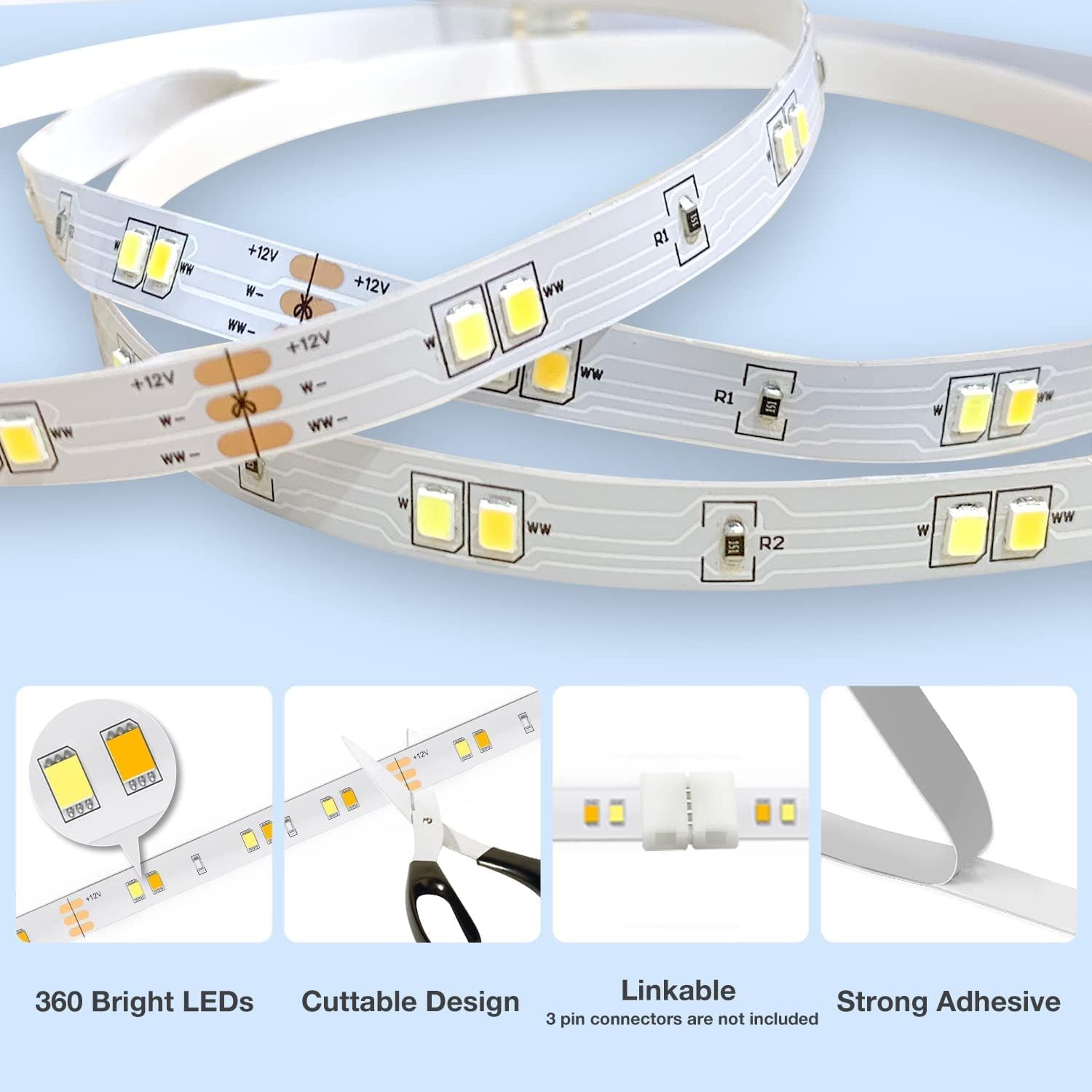 DAYBETTER LED Strip Lights for Bedroom – Smoke-Free and Pet Safe Ambient Light, Auto-Off Timer 60s