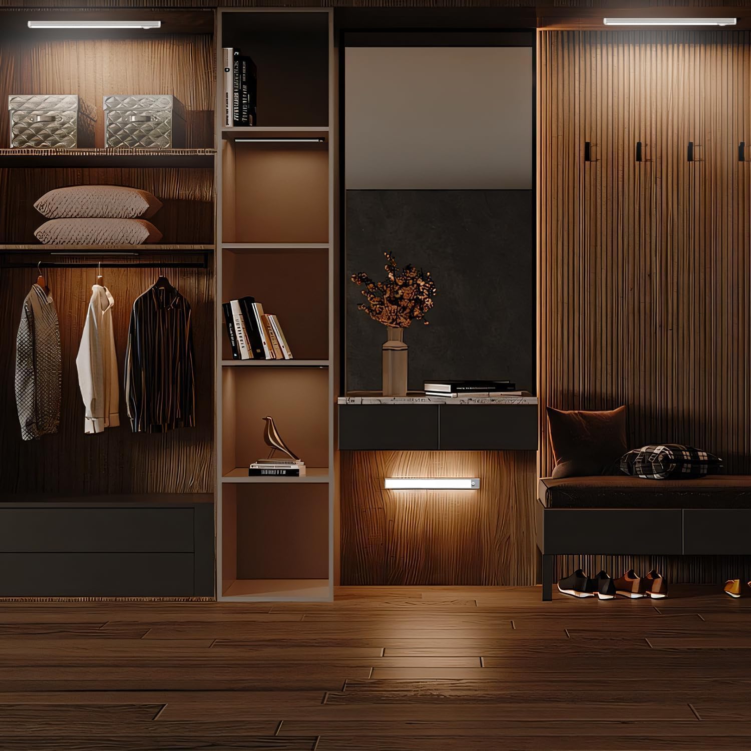 DAYBETTER Rechargeable Puck Lights – Less-Is-More Closet Lighting for Intentional Living Spaces, 4-Pack