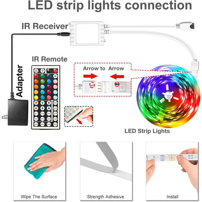 DAYBETTER RGB LED Strip Lights 150ft – Affordable Gift for Mom with Remote Control and Cozy Ambient Lighting for Living Room