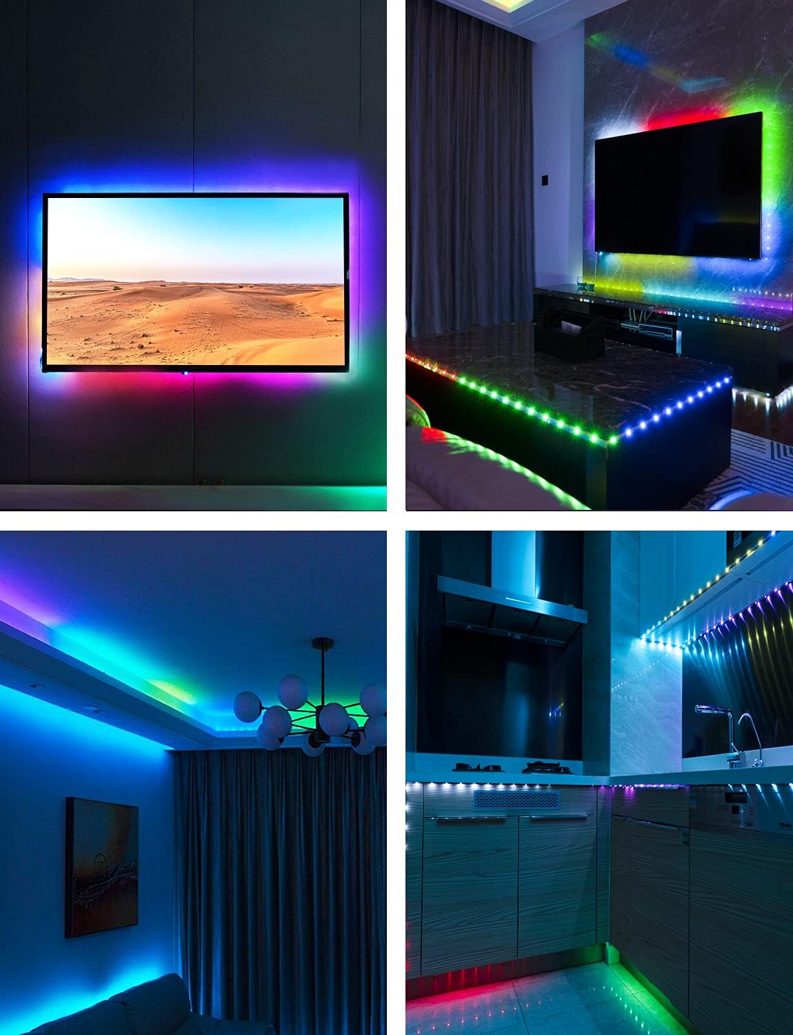Daymeet RGBICW LED Strip – Smoke-Free & Fire-Free Holiday Lighting, Safe Decor Around Curtains, Bedding & Pets