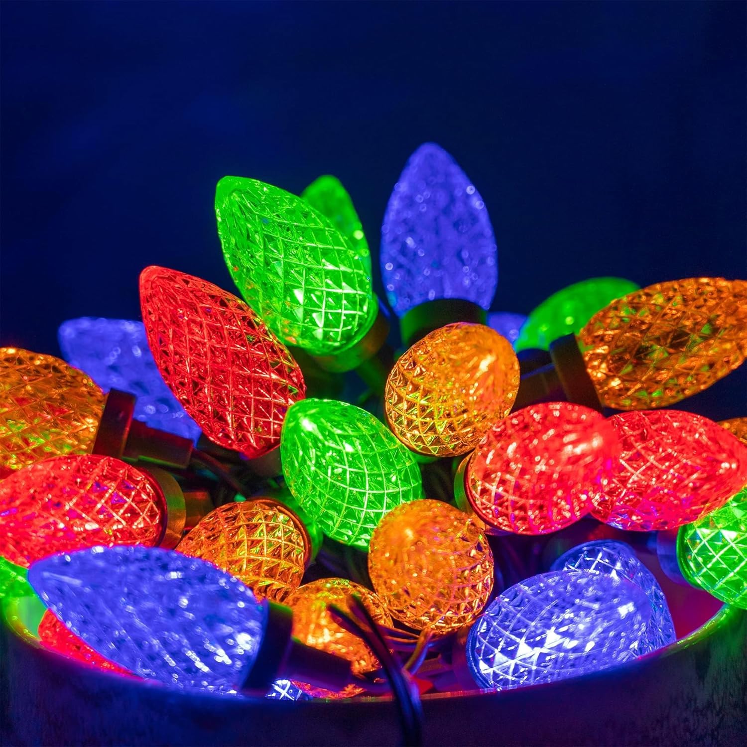 Dazzle Bright C9 String Lights – Child-Safe Indoor Christmas Tree Lighting, Low 29V Adapter