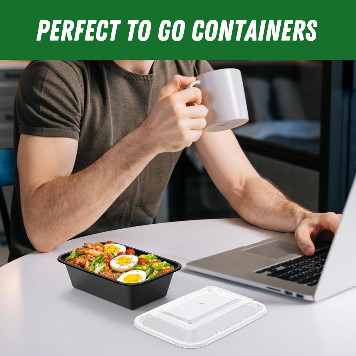 Dealusy 50 Pack 24 oz Reusable Lunch Containers – Take-Out Food Boxes for Fishing, Boating, and Weekend Cabin Meal Prep