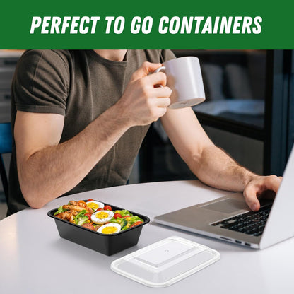 Dealusy 50 Pack 24 oz Reusable Lunch Containers – Take-Out Food Boxes for Fishing, Boating, and Weekend Cabin Meal Prep
