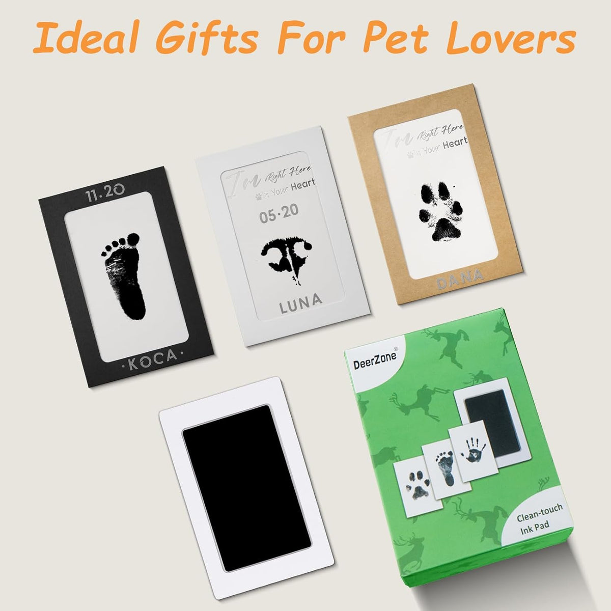 DeerZone Pet Memory Kit – Reflective Keepsake Activity for Family Room Mantel Display, Gentle Inkless Printing