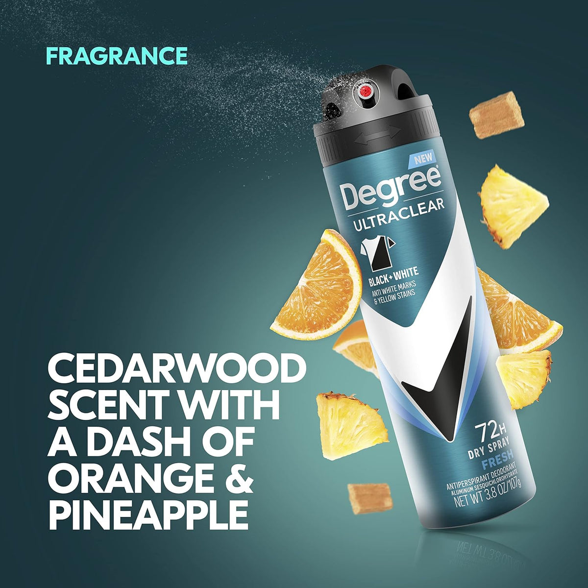 Degree Men Black + White Aerosol Deodorant – Portable Gym Bag and Outdoor Dining Spray, Instantly Dry 3.8 oz 3-Pack