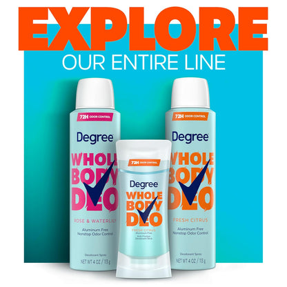 Degree Women Whole Body Deodorant Spray – Dermatologist-Tested Aluminum-Free Body Mist for Mindful Shower Routine