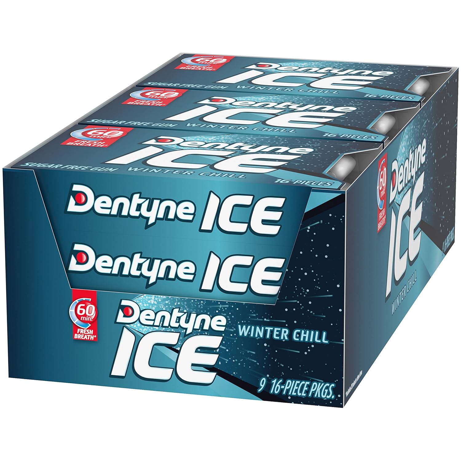 Dentyne Ice Winter Chill Sugar-Free Chewing Gum – Diabetic-Friendly Sugar-Free Mint for Mindful Snacking