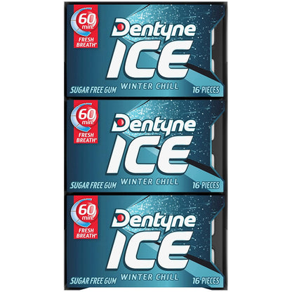 Dentyne Ice Winter Chill Sugar-Free Chewing Gum – Diabetic-Friendly Sugar-Free Mint for Mindful Snacking