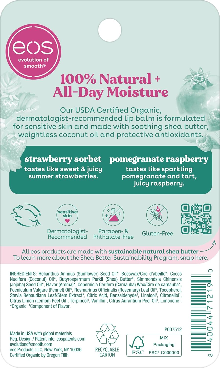 Dermatologist-Recommended Lip Balm Duo – Nightly Wind-Down Lip Treatment in Pomegranate Raspberry and Strawberry Sorbet