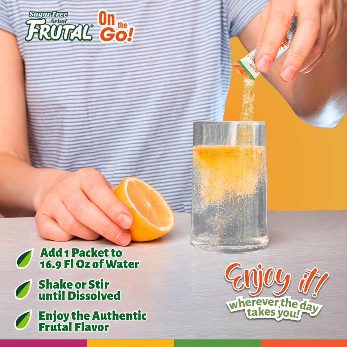 designed to mix into a 16.9 fl oz bottle or 2 cups of water — just shake or stir