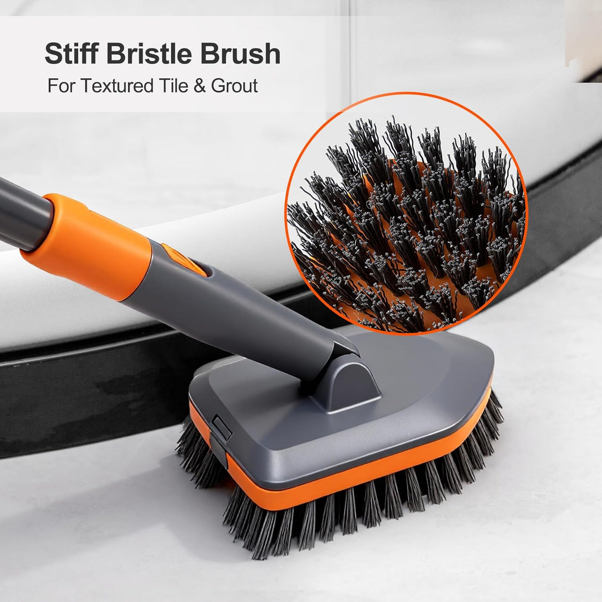 detachable two-piece design allowing the brush head to be used as a 6.8" hand-held scrubber