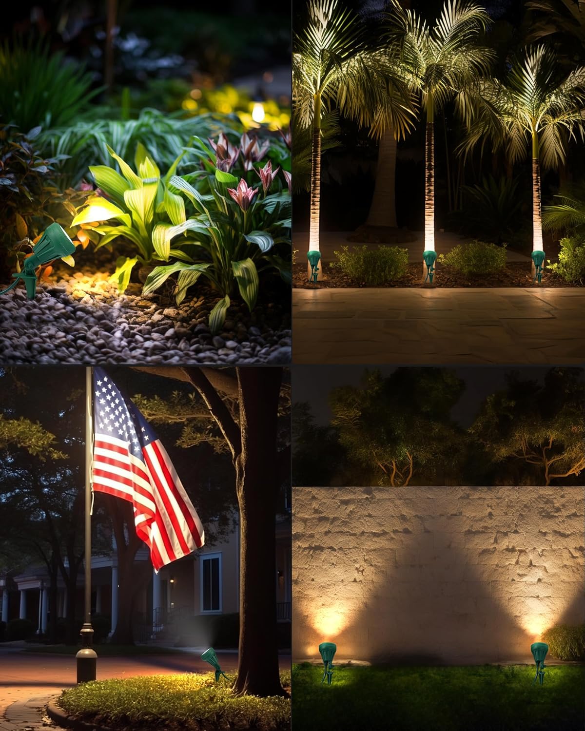 DEWENWILS Adjustable 90-Degree LED Spot Light – Minimalist Black or Green Fixture for Modern Landscaping and Holiday Ambiance
