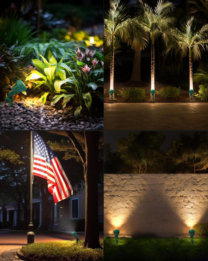 DEWENWILS Adjustable 90-Degree LED Spot Light – Minimalist Black or Green Fixture for Modern Landscaping and Holiday Ambiance